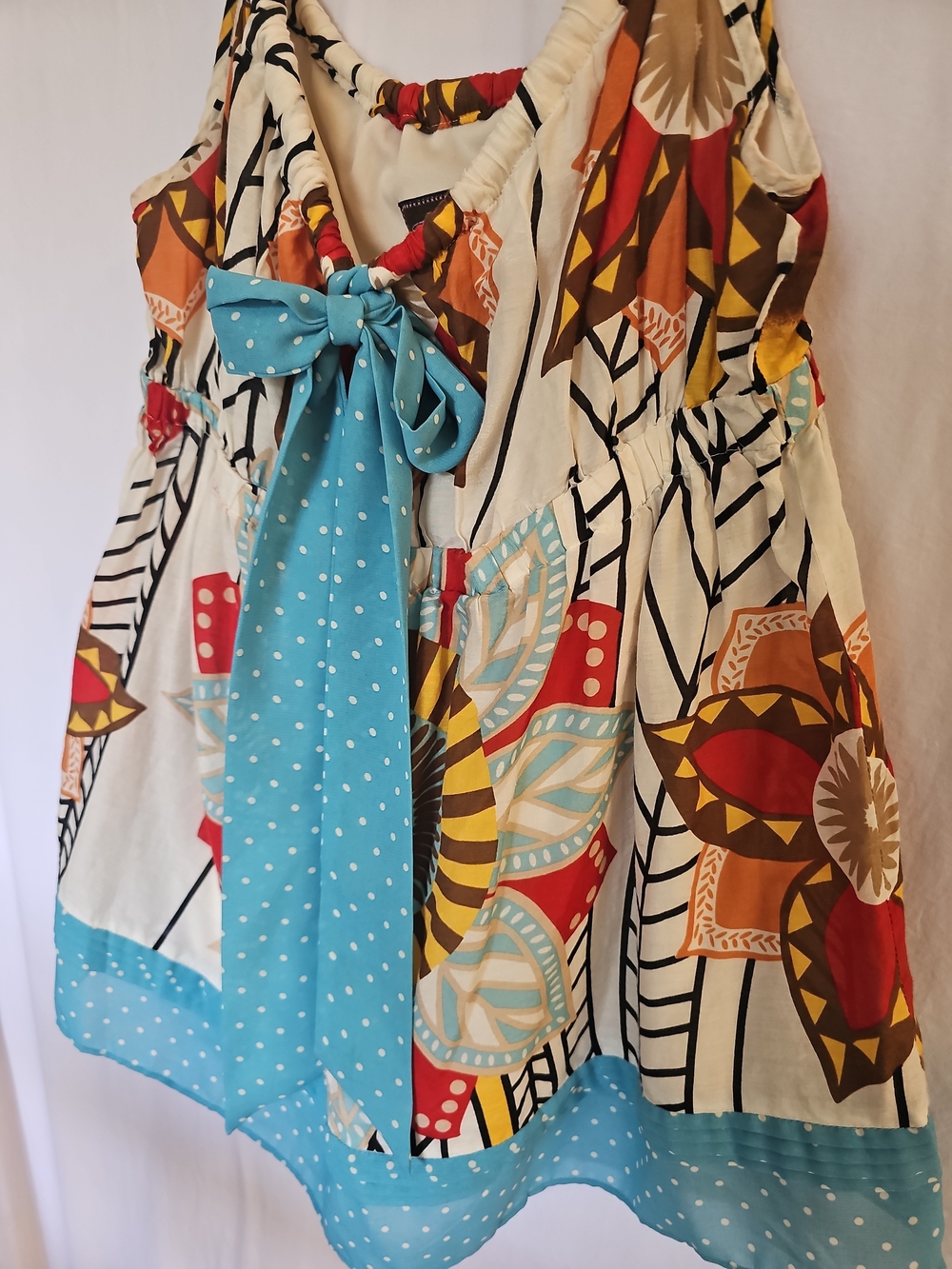 Trulli Turquoise-Accented Floral Print Camisole Top